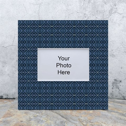 Blue Diamonds Motif Fancy Pattern Design White Box Photo Frame 4  x 6  from ArtsNow.com Front