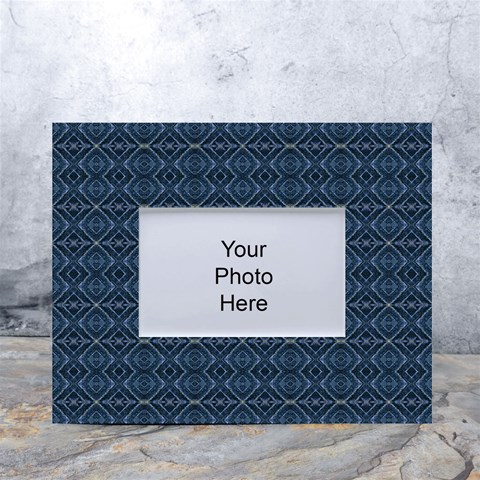 Blue Diamonds Motif Fancy Pattern Design White Tabletop Photo Frame 4 x6  from ArtsNow.com Front