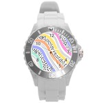 Background Abstract Wallpaper Round Plastic Sport Watch (L)