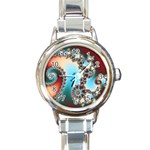 Fractal Spiral Art Math Abstract Round Italian Charm Watch