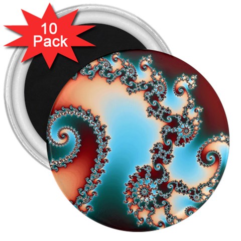 Fractal Spiral Art Math Abstract 3  Magnets (10 pack)  from ArtsNow.com Front