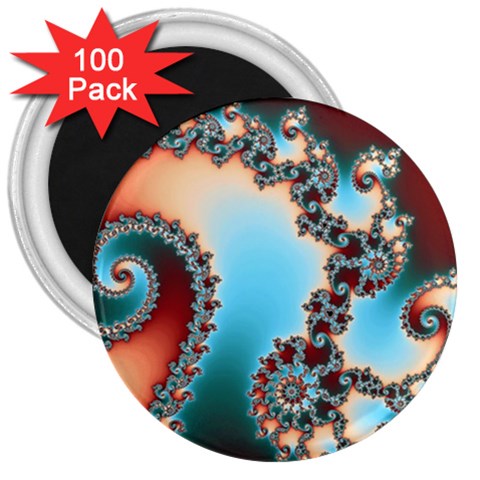 Fractal Spiral Art Math Abstract 3  Magnets (100 pack) from ArtsNow.com Front