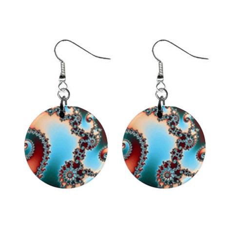 Fractal Spiral Art Math Abstract Mini Button Earrings from ArtsNow.com Front