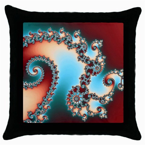 Fractal Spiral Art Math Abstract Throw Pillow Case (Black) from ArtsNow.com Front