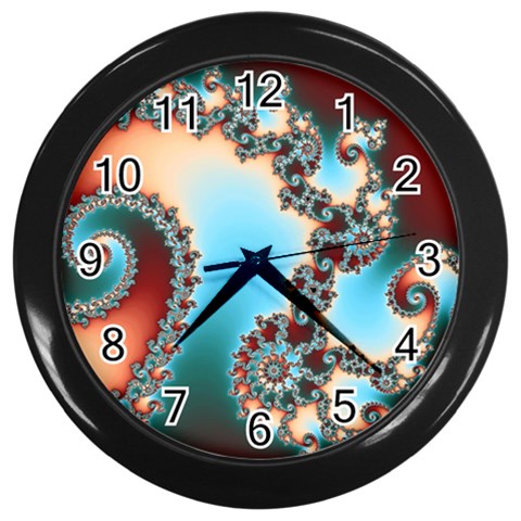 Fractal Spiral Art Math Abstract Wall Clock (Black) from ArtsNow.com Front