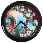 Fractal Spiral Art Math Abstract Wall Clock (Black)