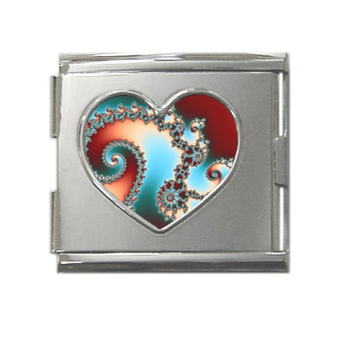 Fractal Spiral Art Math Abstract Mega Link Heart Italian Charm (18mm) from ArtsNow.com Front
