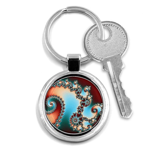 Fractal Spiral Art Math Abstract Key Chain (Round) from ArtsNow.com Front