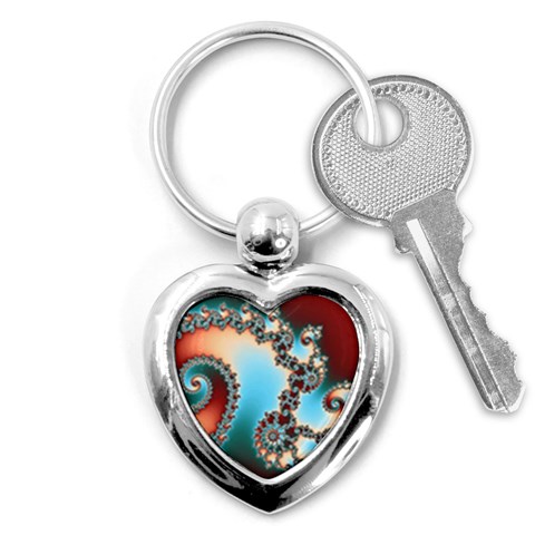 Fractal Spiral Art Math Abstract Key Chain (Heart) from ArtsNow.com Front