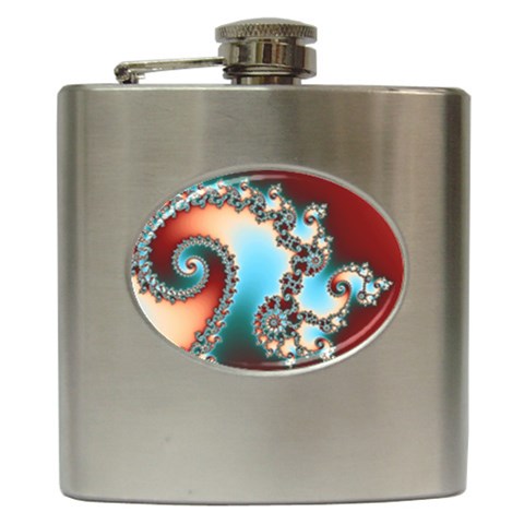 Fractal Spiral Art Math Abstract Hip Flask (6 oz) from ArtsNow.com Front