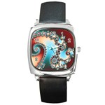 Fractal Spiral Art Math Abstract Square Metal Watch