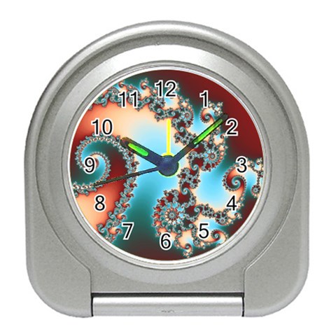 Fractal Spiral Art Math Abstract Travel Alarm Clock from ArtsNow.com Front