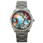 Fractal Spiral Art Math Abstract Sport Metal Watch