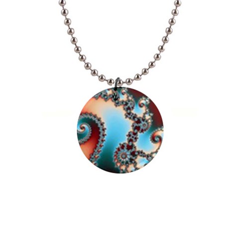Fractal Spiral Art Math Abstract 1  Button Necklace from ArtsNow.com Front