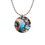 Fractal Spiral Art Math Abstract 1  Button Necklace