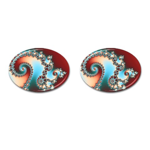 Fractal Spiral Art Math Abstract Cufflinks (Oval) from ArtsNow.com Front(Pair)