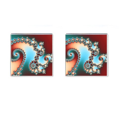 Fractal Spiral Art Math Abstract Cufflinks (Square) from ArtsNow.com Front(Pair)