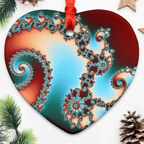Fractal Spiral Art Math Abstract Heart Ornament (Two Sides) from ArtsNow.com Front