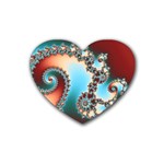 Fractal Spiral Art Math Abstract Rubber Heart Coaster (4 pack)