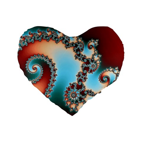 Fractal Spiral Art Math Abstract Standard 16  Premium Heart Shape Cushions from ArtsNow.com Front