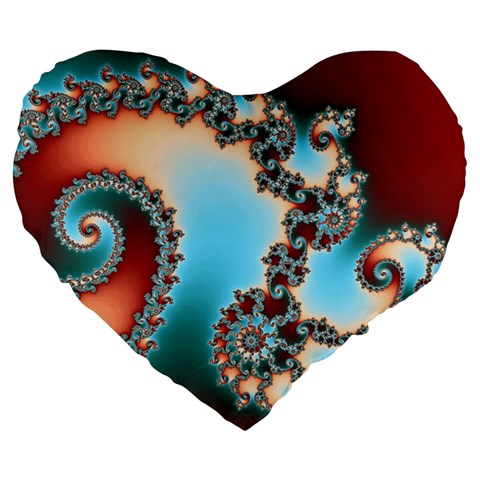 Fractal Spiral Art Math Abstract Large 19  Premium Heart Shape Cushions from ArtsNow.com Front
