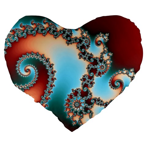 Fractal Spiral Art Math Abstract Large 19  Premium Heart Shape Cushions from ArtsNow.com Back