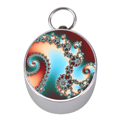 Fractal Spiral Art Math Abstract Mini Silver Compasses from ArtsNow.com Front