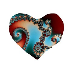 Fractal Spiral Art Math Abstract Standard 16  Premium Flano Heart Shape Cushions from ArtsNow.com Front