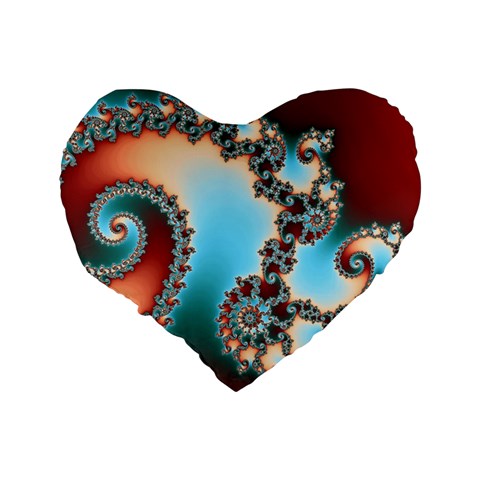 Fractal Spiral Art Math Abstract Standard 16  Premium Flano Heart Shape Cushions from ArtsNow.com Back