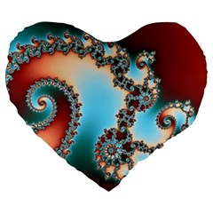 Fractal Spiral Art Math Abstract Large 19  Premium Flano Heart Shape Cushions from ArtsNow.com Front