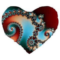 Fractal Spiral Art Math Abstract Large 19  Premium Flano Heart Shape Cushions from ArtsNow.com Back