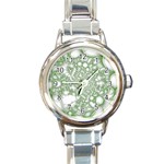 Green Abstract Fractal Background Texture Round Italian Charm Watch