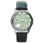 Green Abstract Fractal Background Texture Round Metal Watch