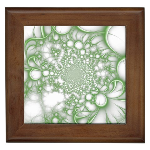 Green Abstract Fractal Background Texture Framed Tile from ArtsNow.com Front