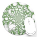 Green Abstract Fractal Background Texture Round Mousepad