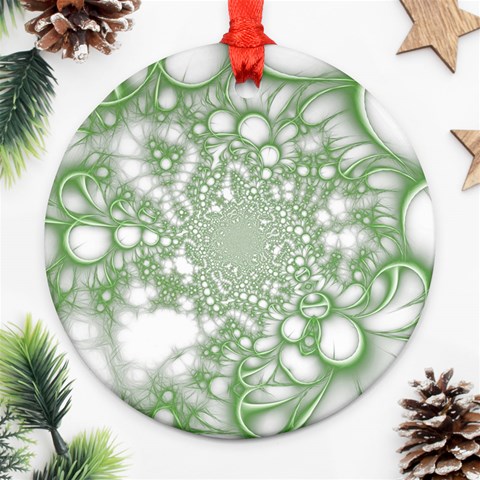 Green Abstract Fractal Background Texture Ornament (Round) from ArtsNow.com Front