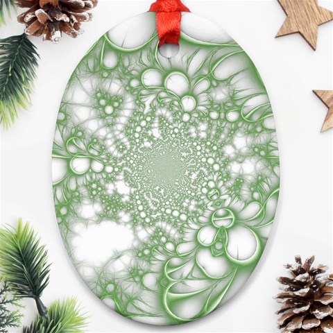 Green Abstract Fractal Background Texture Ornament (Oval) from ArtsNow.com Front