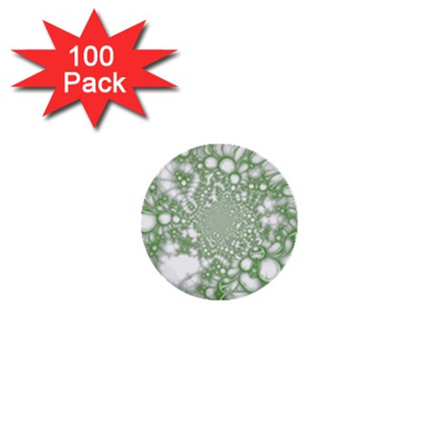 Green Abstract Fractal Background Texture 1  Mini Buttons (100 pack)  from ArtsNow.com Front