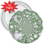 Green Abstract Fractal Background Texture 3  Buttons (10 pack) 