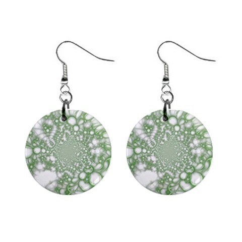 Green Abstract Fractal Background Texture Mini Button Earrings from ArtsNow.com Front