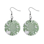 Green Abstract Fractal Background Texture Mini Button Earrings
