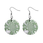 Green Abstract Fractal Background Texture Mini Button Earrings