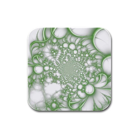 Green Abstract Fractal Background Texture Rubber Square Coaster (4 pack) from ArtsNow.com Front