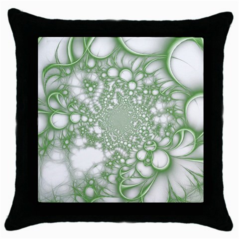 Green Abstract Fractal Background Texture Throw Pillow Case (Black) from ArtsNow.com Front