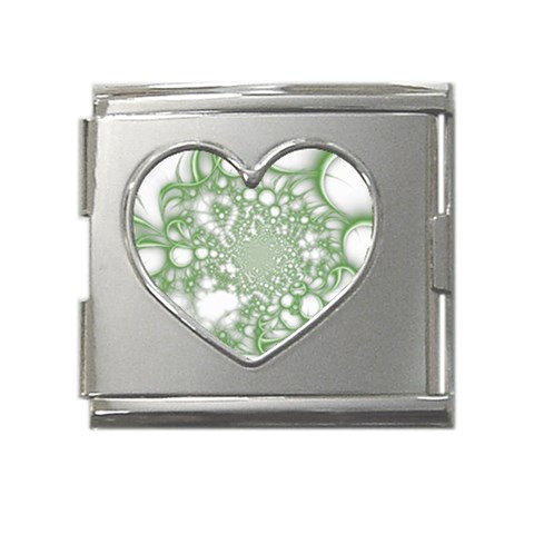 Green Abstract Fractal Background Texture Mega Link Heart Italian Charm (18mm) from ArtsNow.com Front