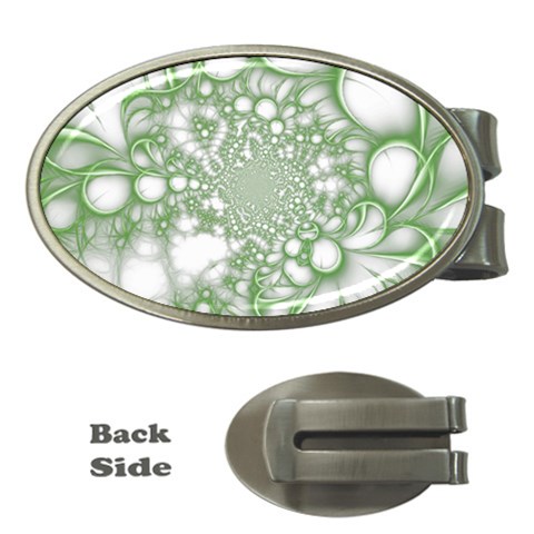 Green Abstract Fractal Background Texture Money Clips (Oval)  from ArtsNow.com Front