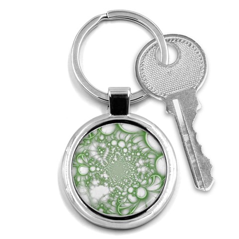 Green Abstract Fractal Background Texture Key Chain (Round) from ArtsNow.com Front