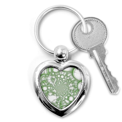 Green Abstract Fractal Background Texture Key Chain (Heart) from ArtsNow.com Front