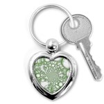 Green Abstract Fractal Background Texture Key Chain (Heart)