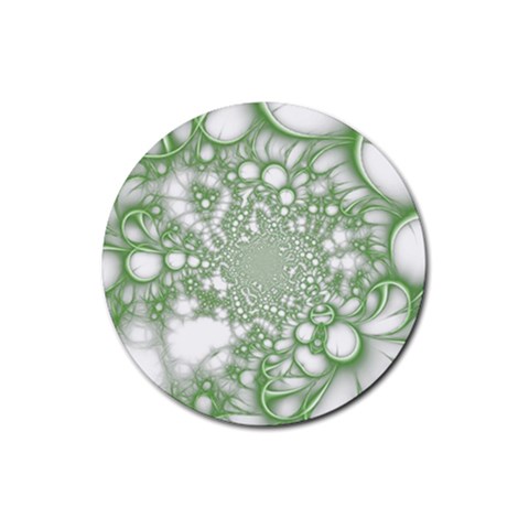 Green Abstract Fractal Background Texture Rubber Coaster (Round) from ArtsNow.com Front